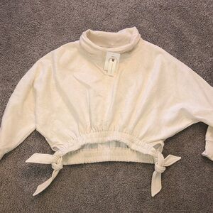 Anthropologie Cream Cropped Sweatshirt